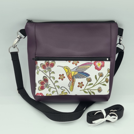 Gassitasche / Cross Bag / Hip Bag, Kolibris Aubergine